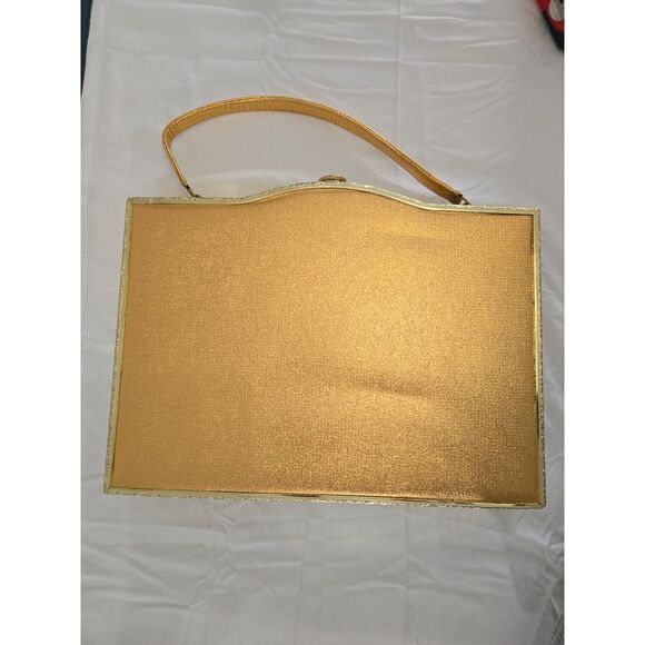 VTG 1950/60's Renaissance Tapestry Briefcase Bag Gold Multicolor Rare - Picture 6 of 6